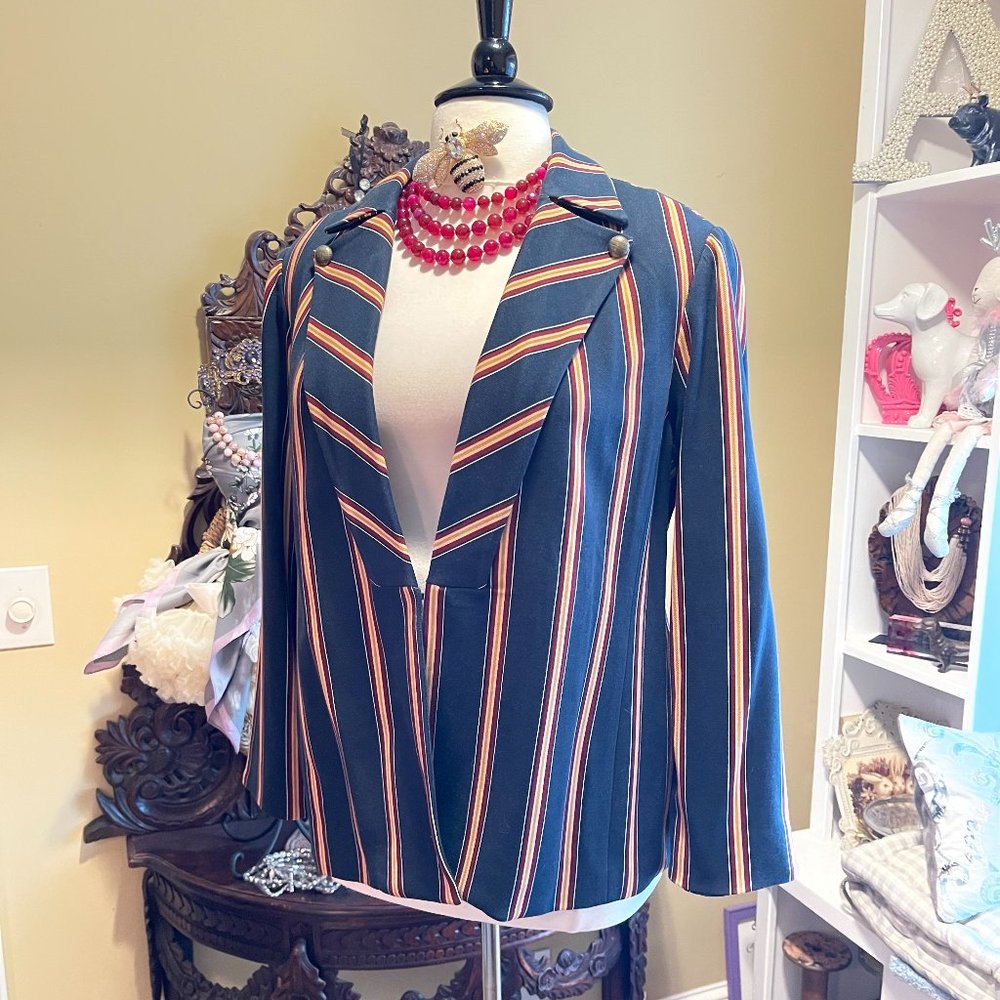 NWT Chico's size 4 - which fits like 20W / 22W Striped Jacket Military Style